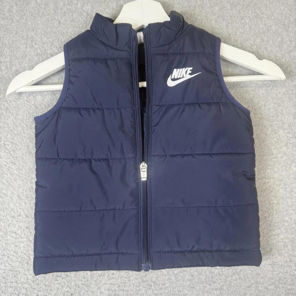 Nike Toddler 2T Navy Blue Quilted Full Zip Vest Jacket Lined